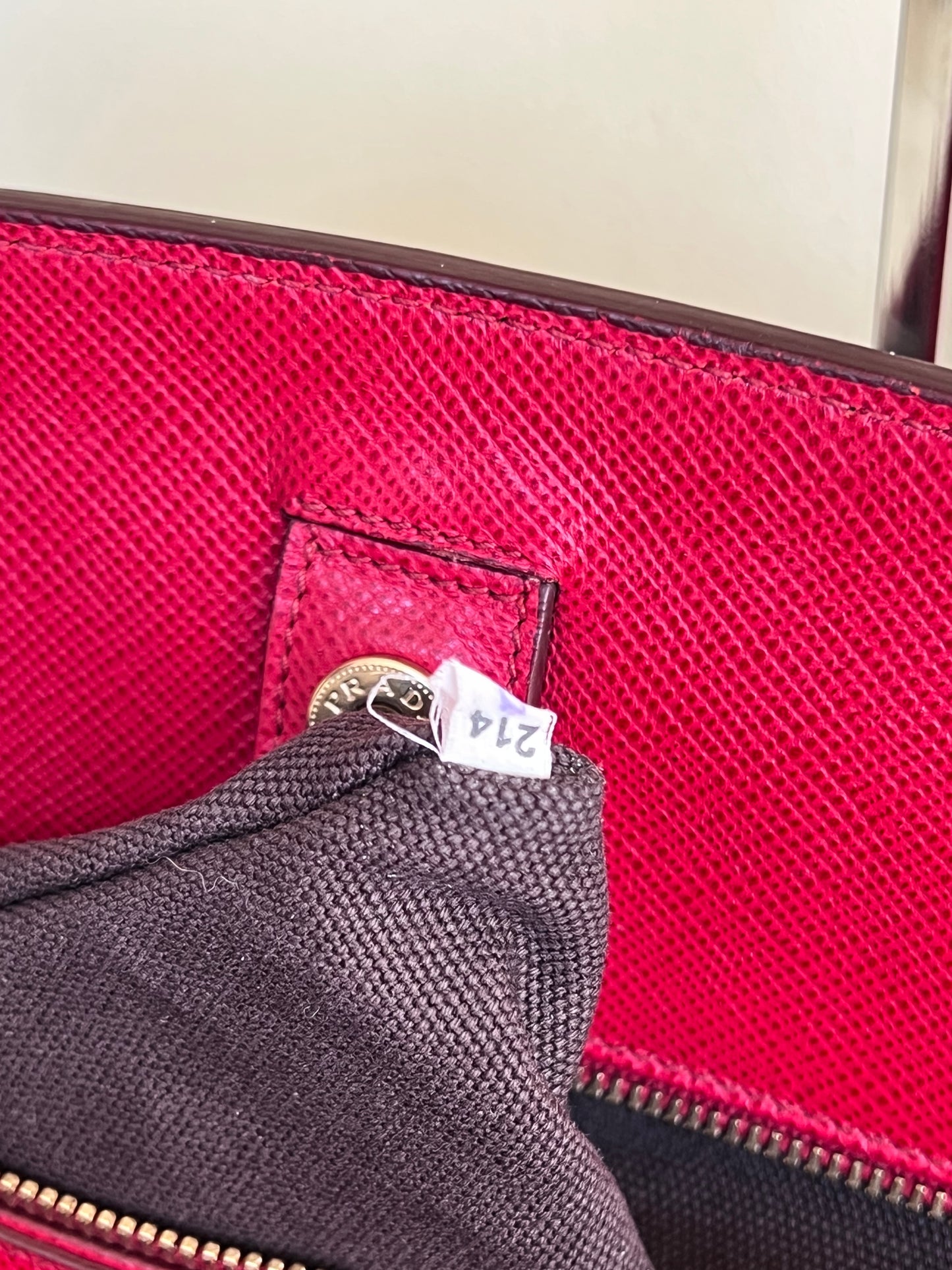 Prada Saffiano and Canvas Top Handle Tote