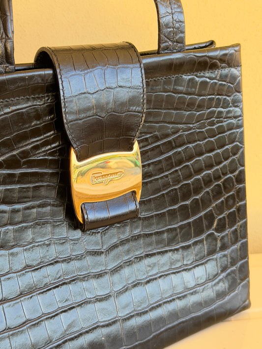 Ferragamo bow stampa cocco