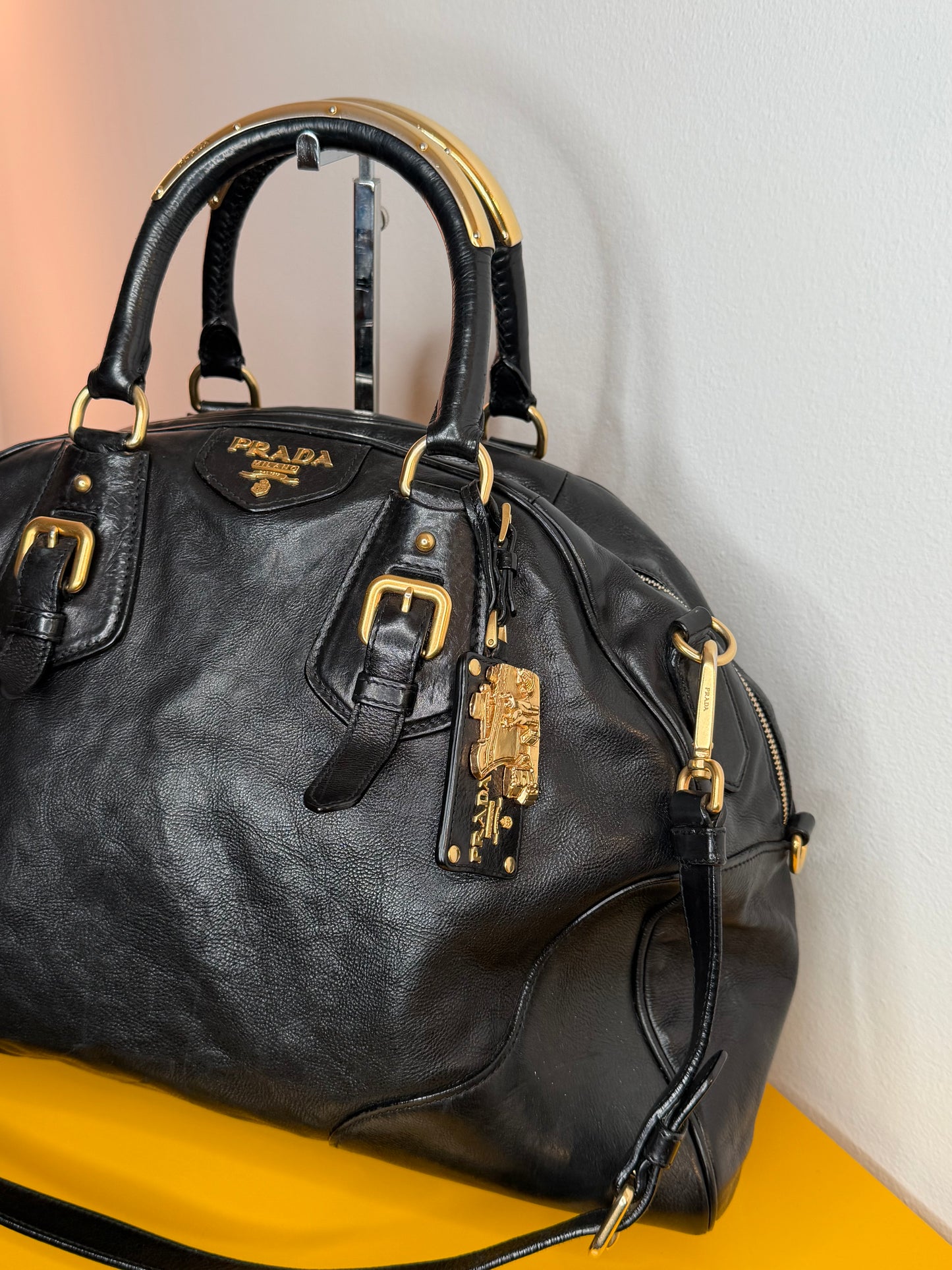Prada tote gold handles