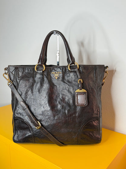 Prada tote dark chocolate
