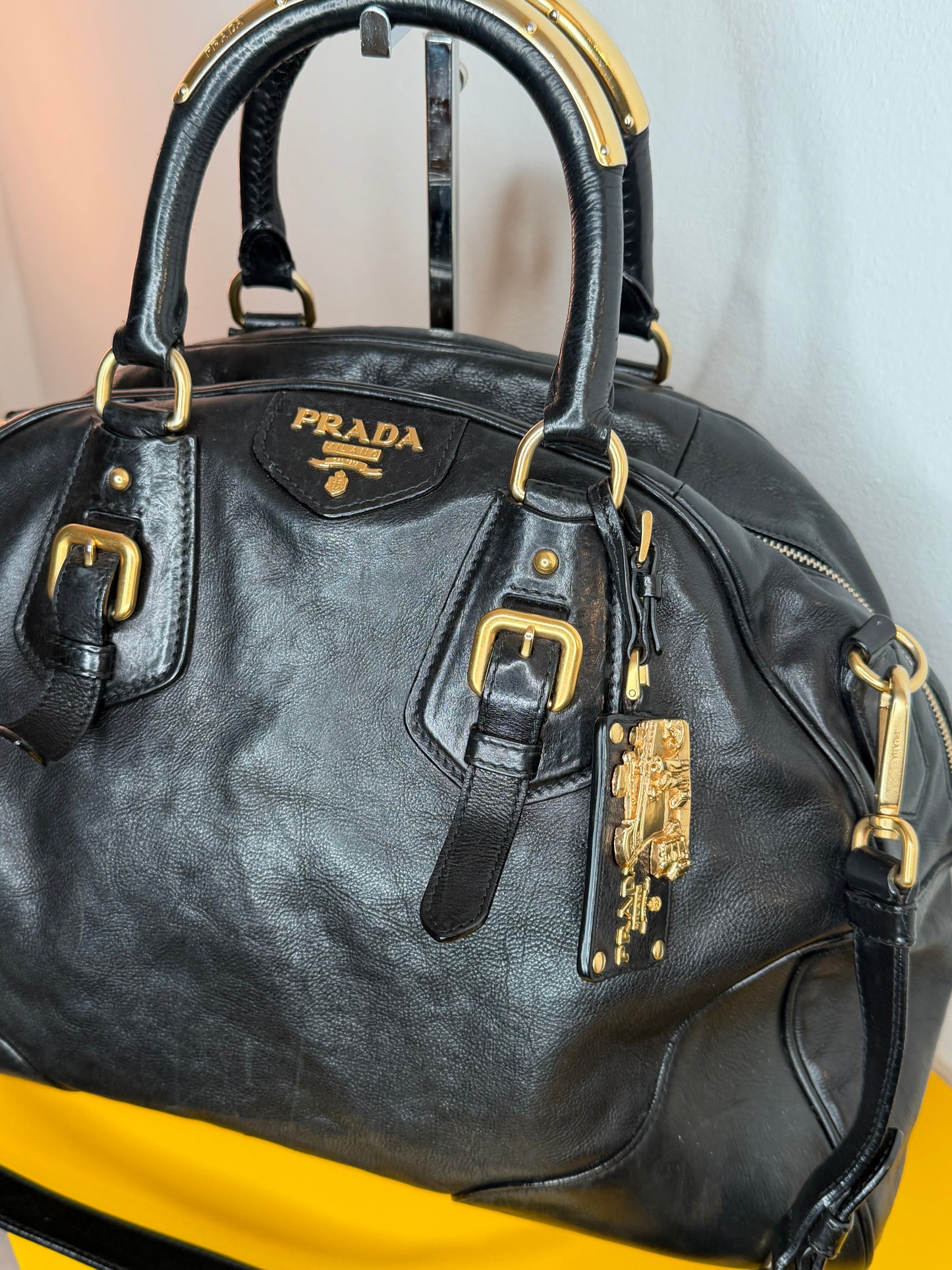 Prada tote gold handles