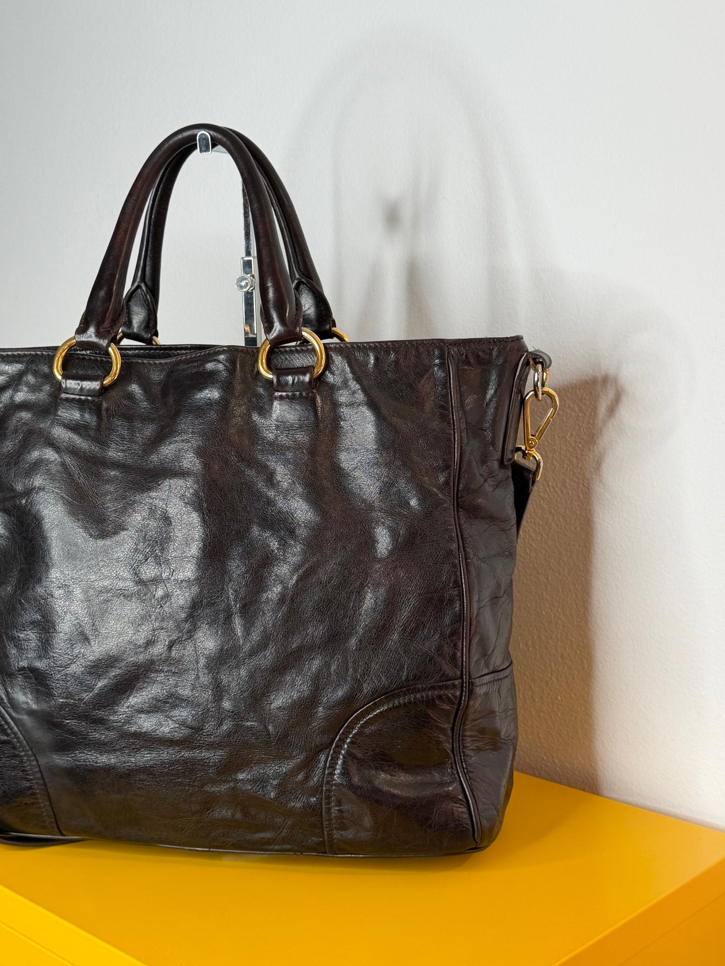 Prada tote dark chocolate