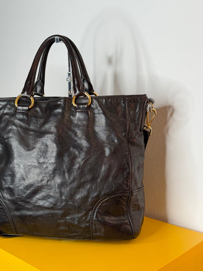 Prada tote dark chocolate