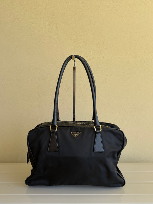 Prada Bauletto in Nylon e Pelle Saffiano