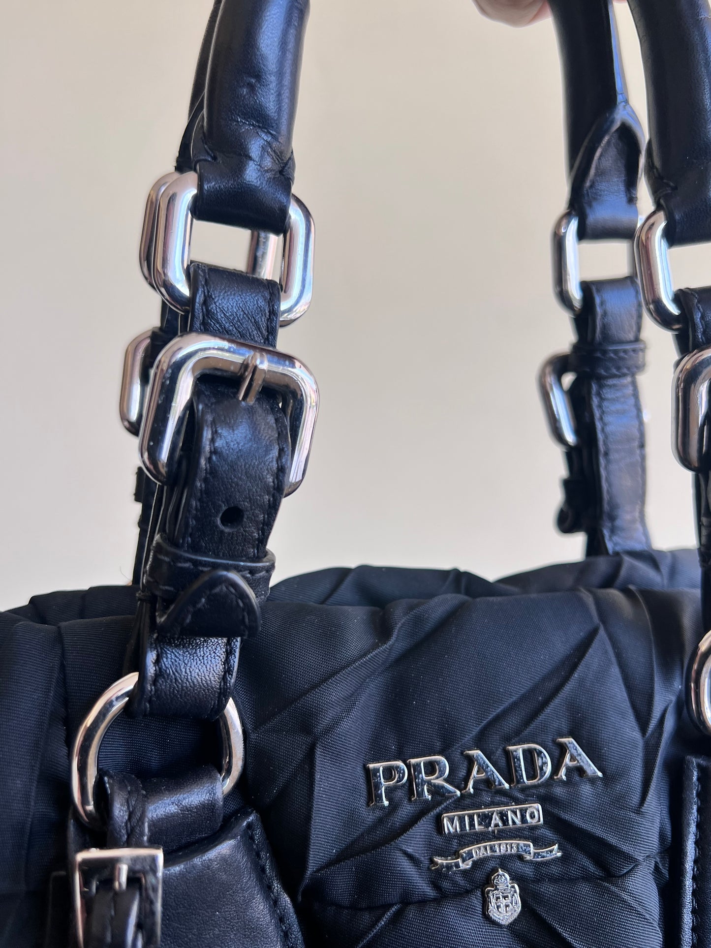 Prada Tessuto Crispy Satchel in Nylon trapuntato