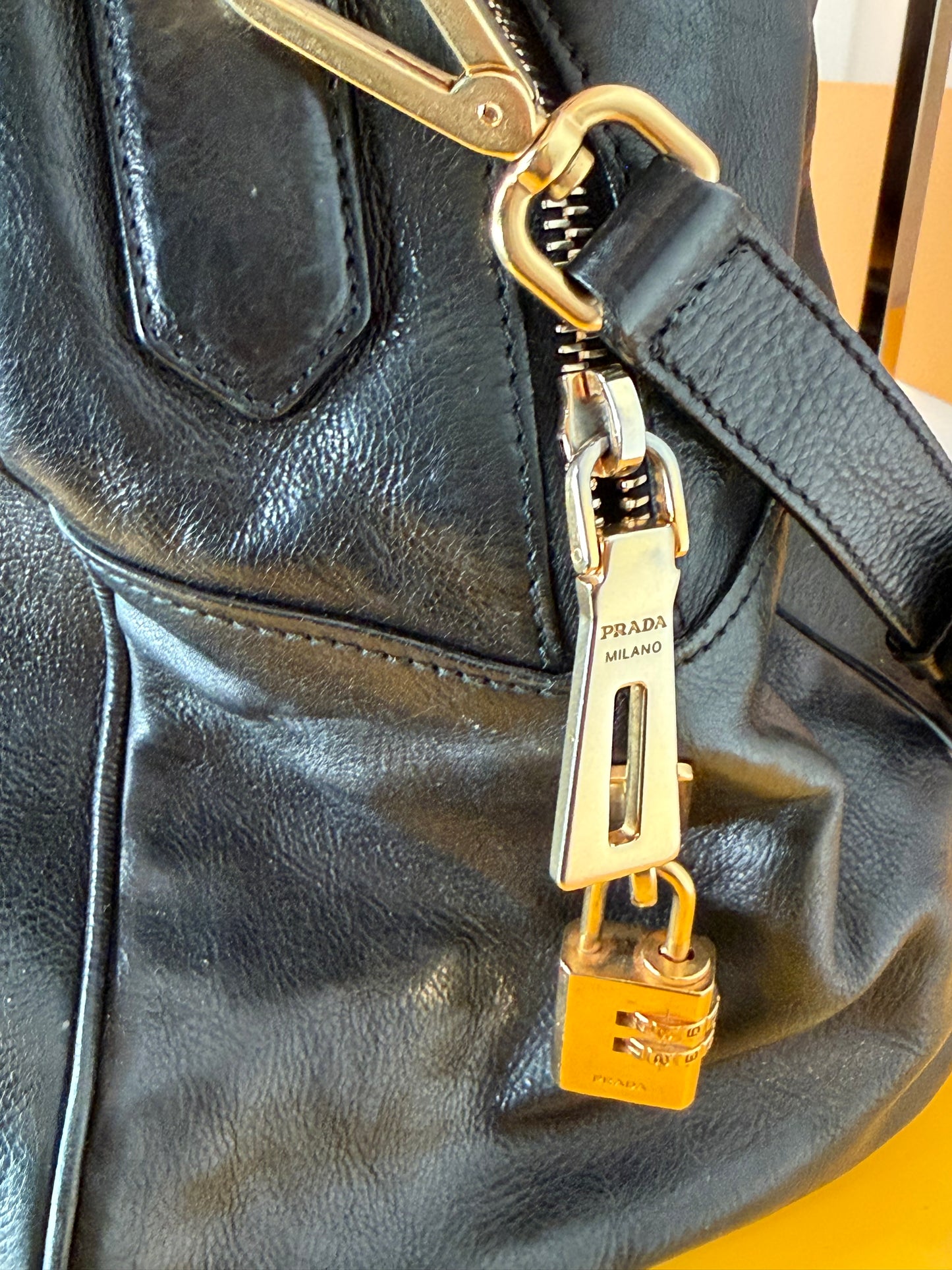 Prada tote gold handles