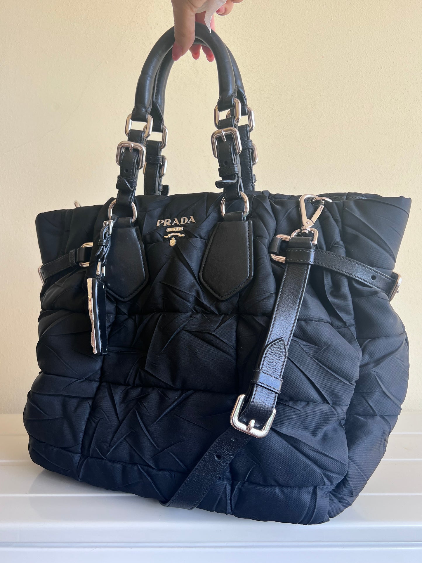 Prada Tessuto Crispy Satchel in Nylon trapuntato