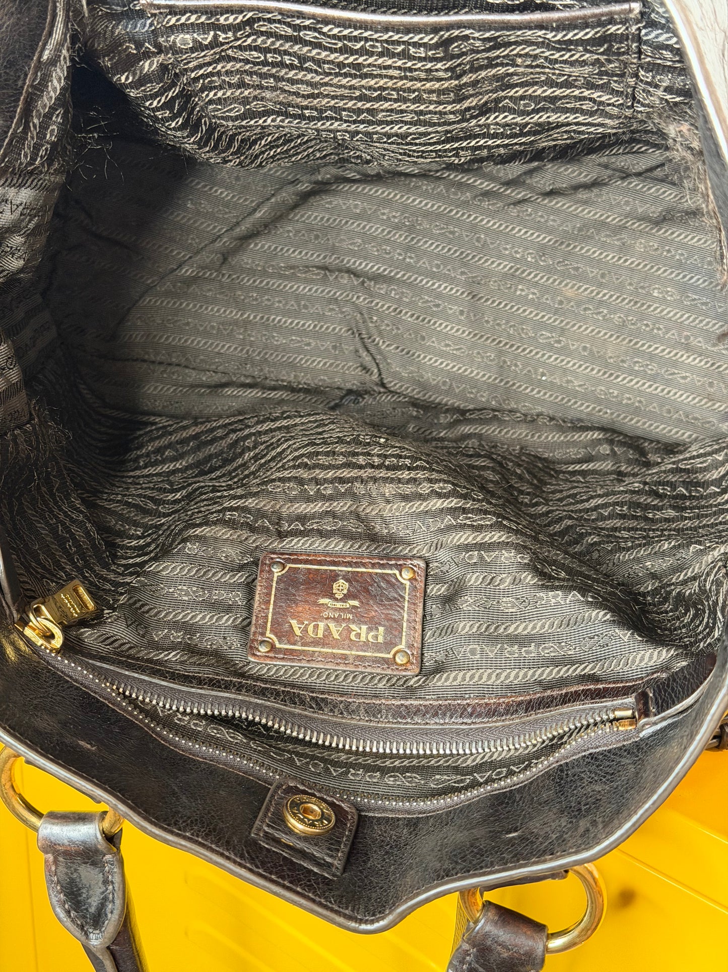 Prada tote dark chocolate