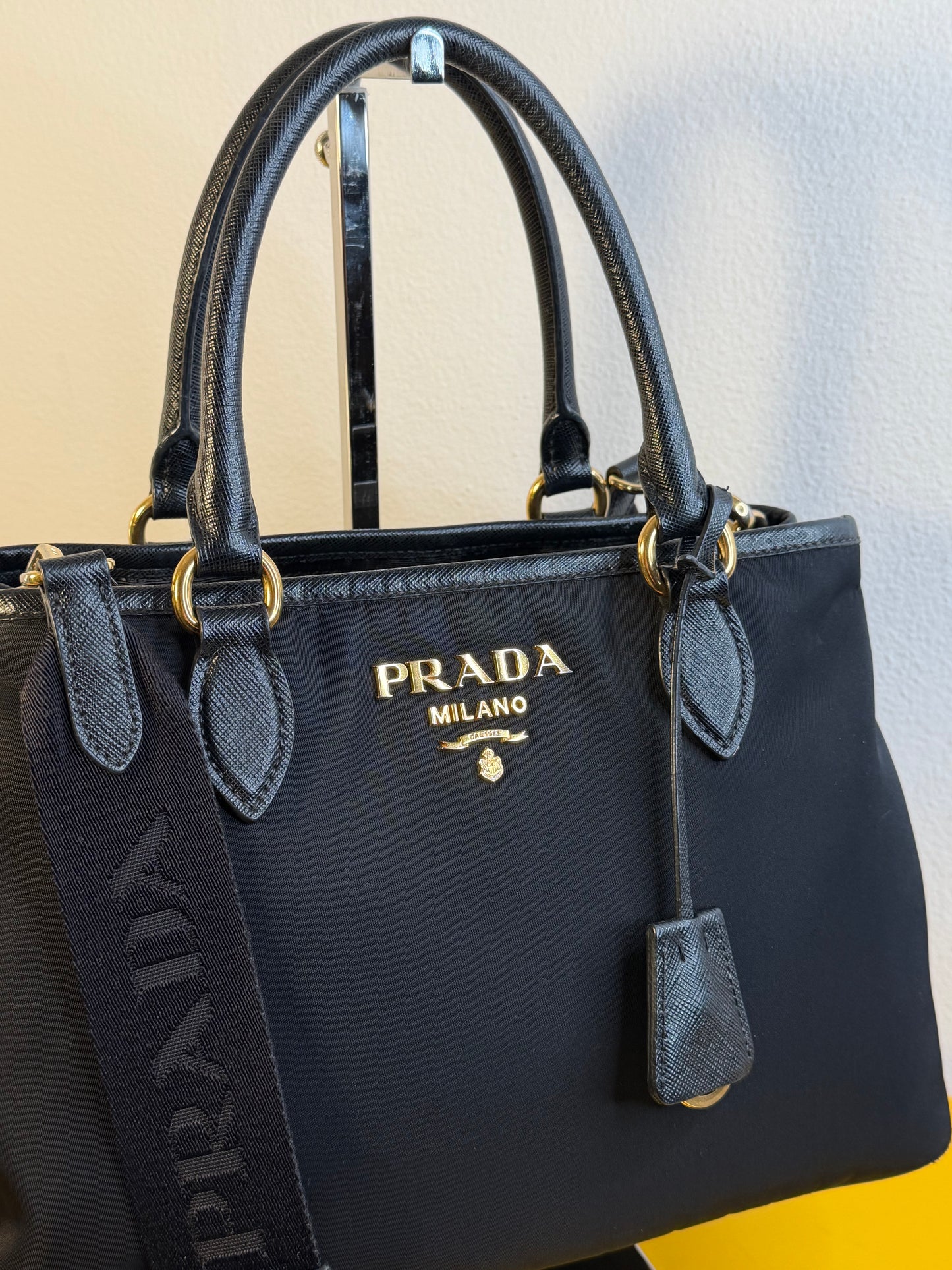 Prada tessuto e pelle Saffiano