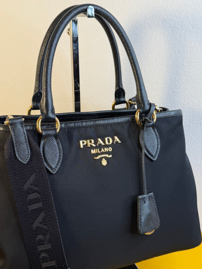 Prada tessuto e pelle Saffiano