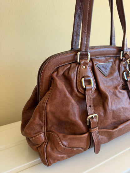 Prada bruciato washed leather