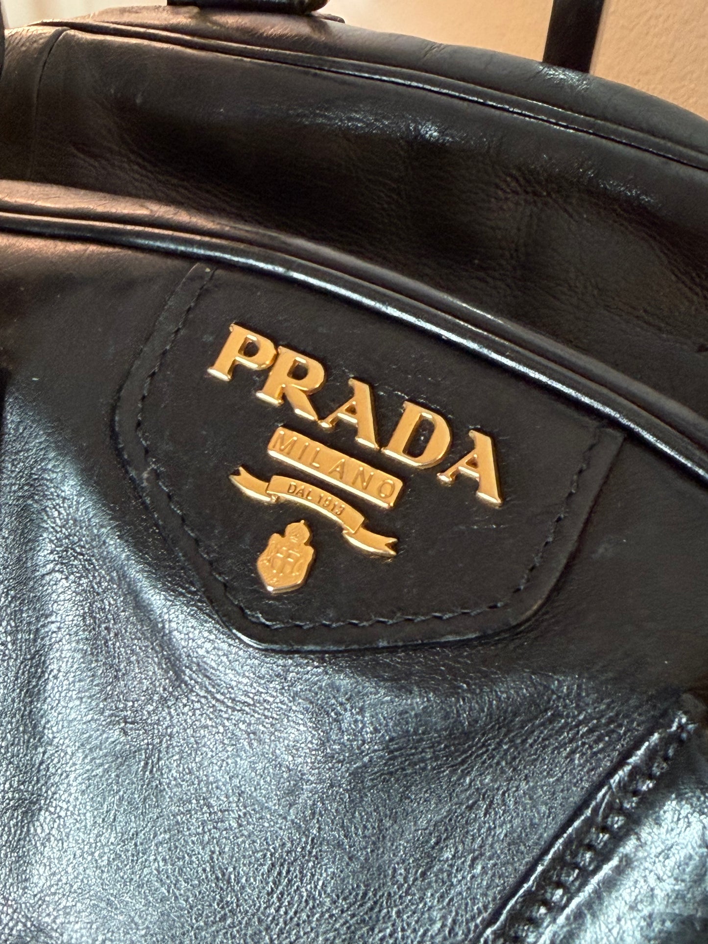 Prada tote gold handles