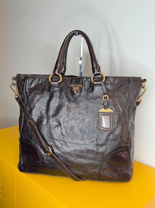 Prada tote dark chocolate