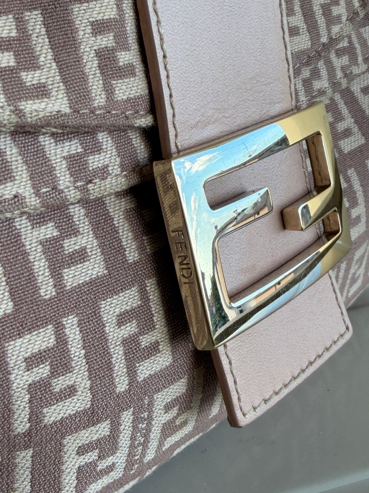Fendi baguette double flap dust rose