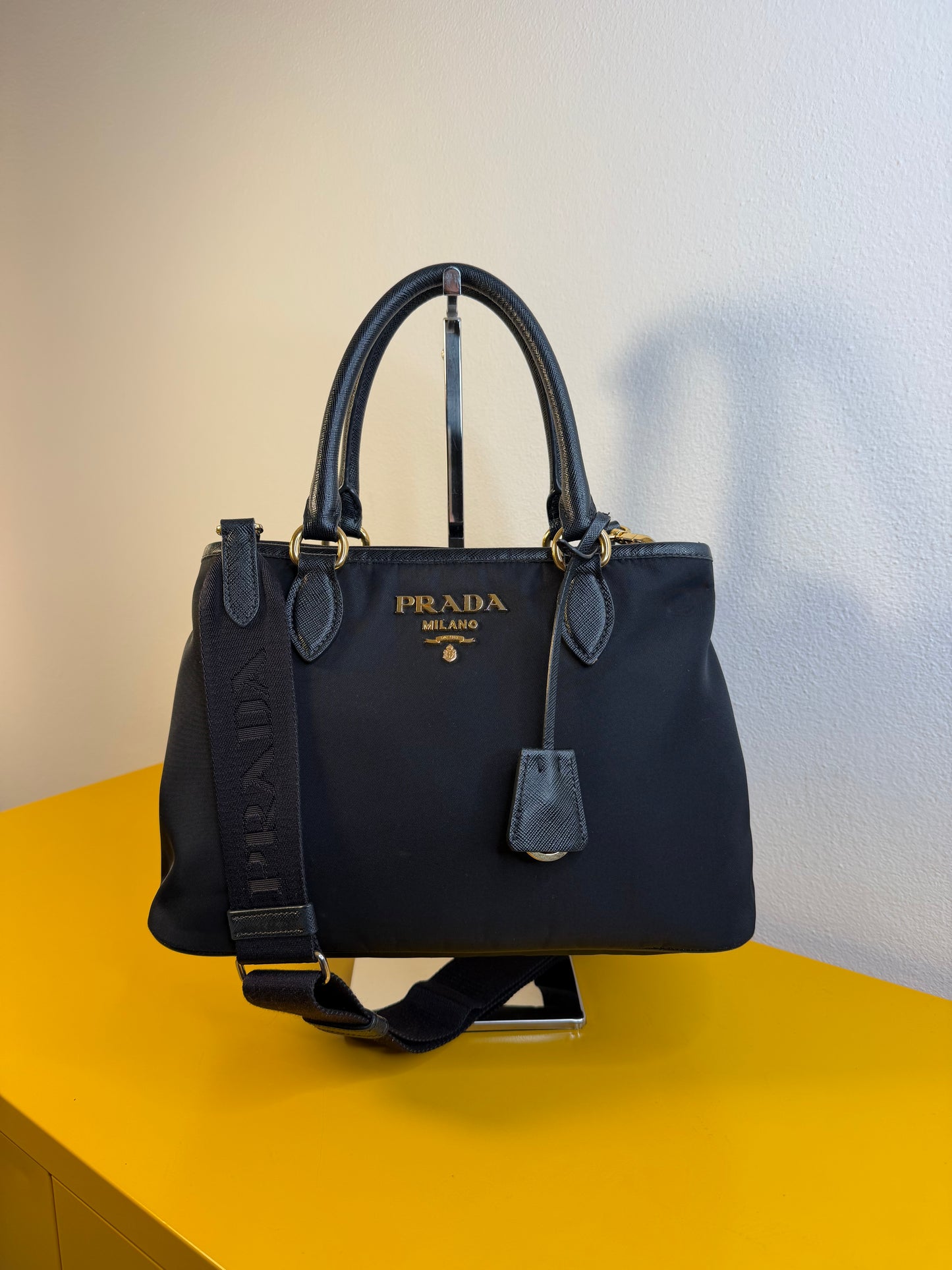 Prada tessuto e pelle Saffiano