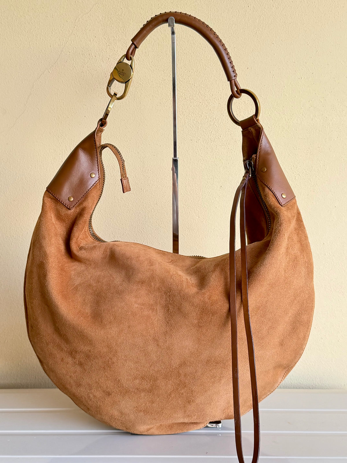 Gucci Suede Hobo Moon Bag