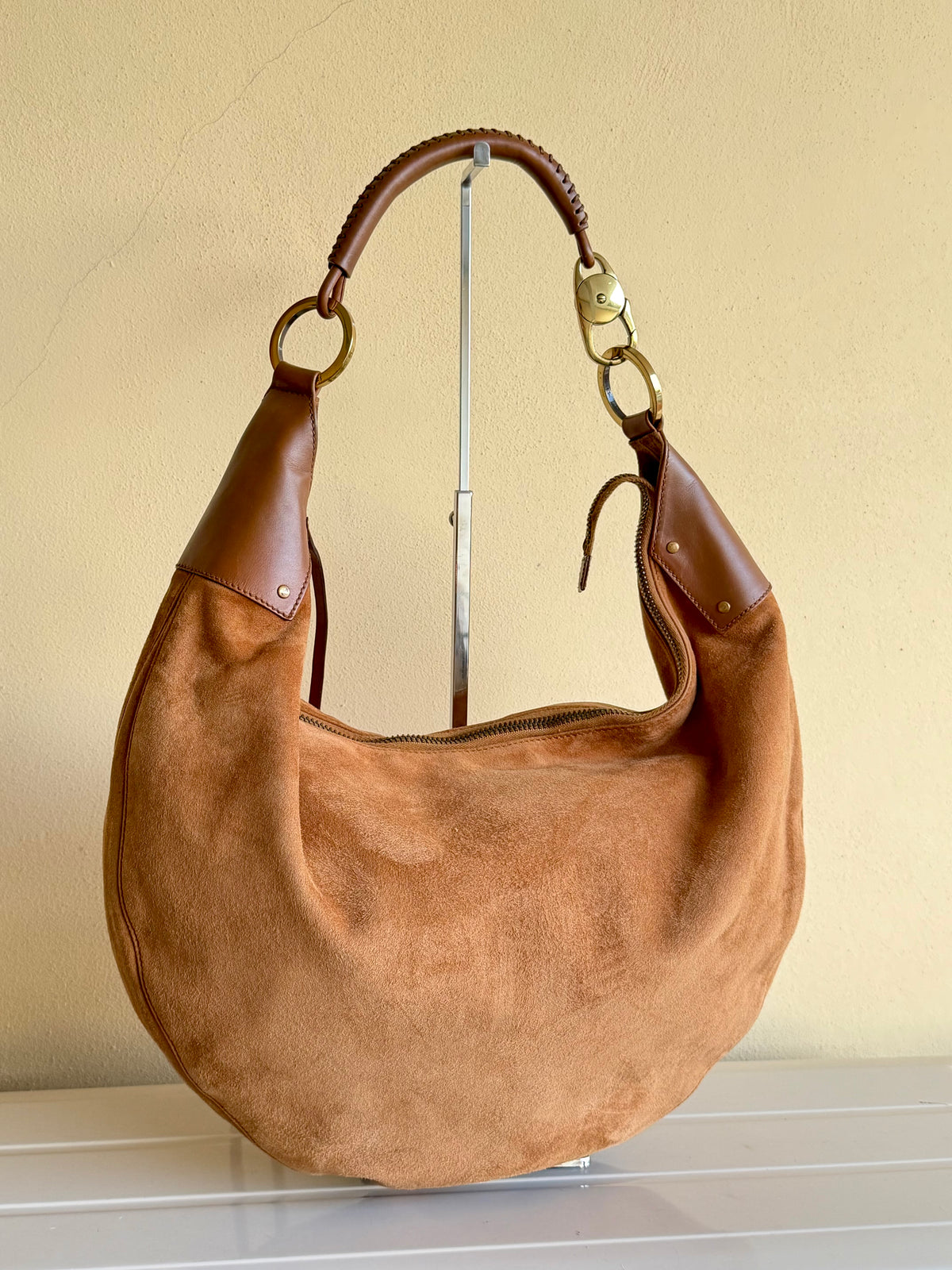 Gucci Suede Hobo Moon Bag