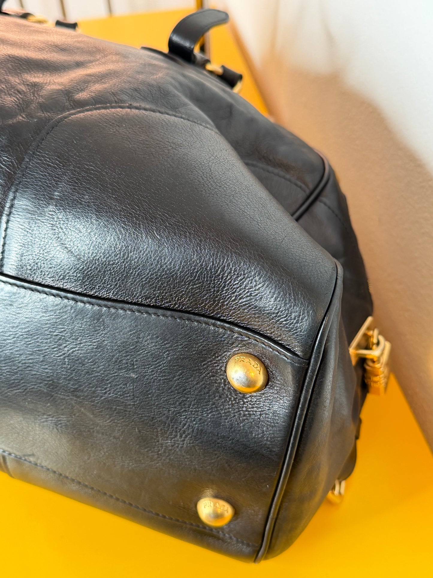 Prada tote gold handles