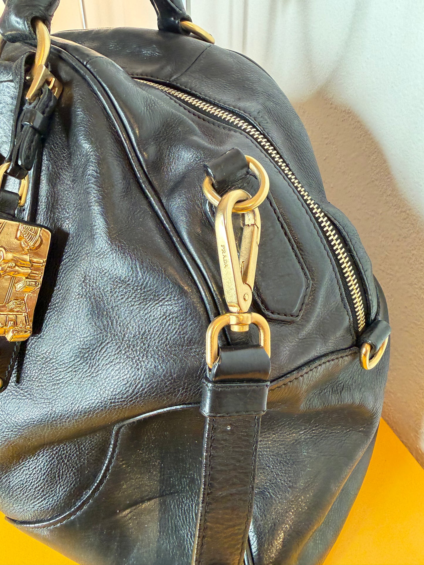 Prada tote gold handles