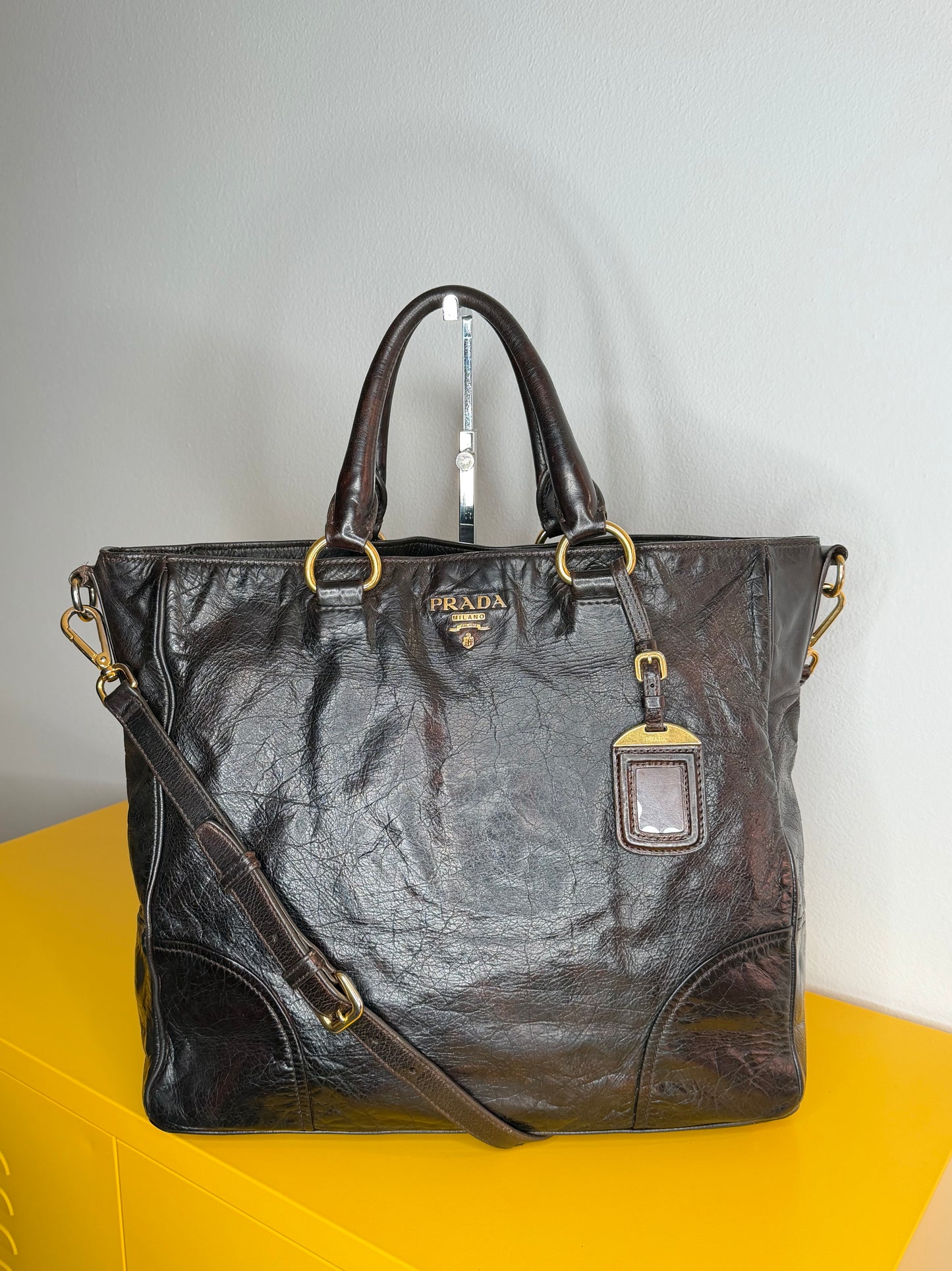 Prada tote dark chocolate
