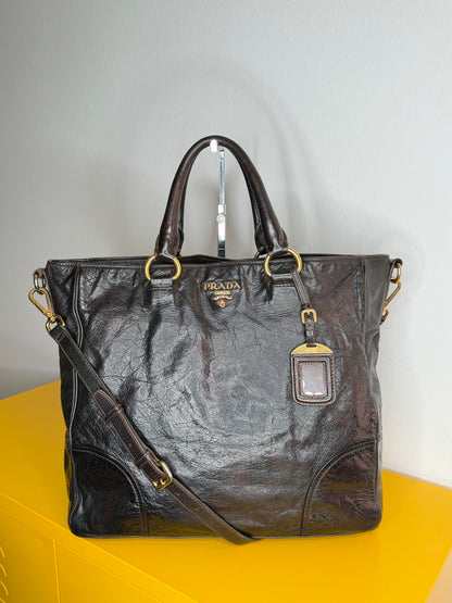 Prada tote dark chocolate