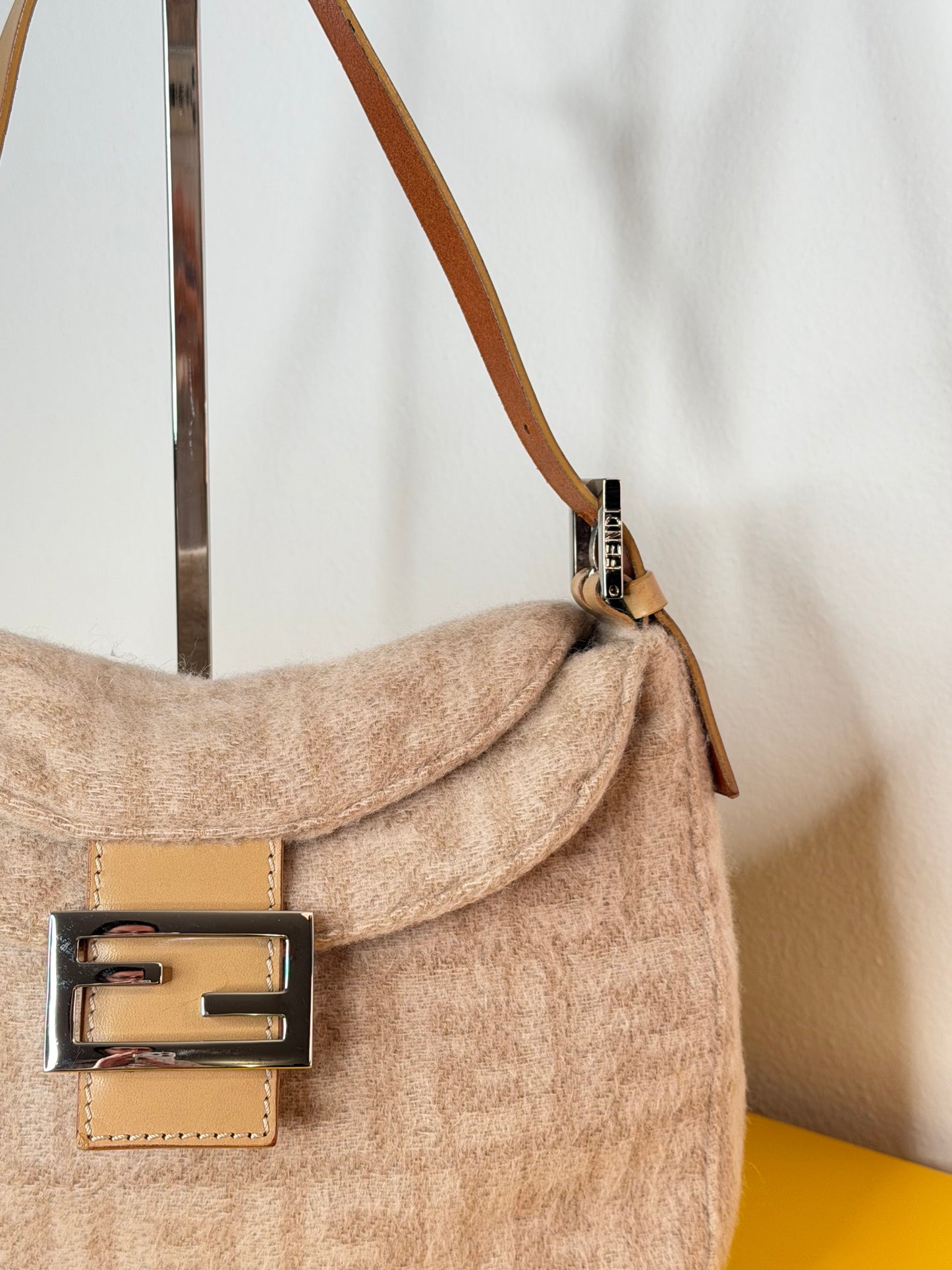 Fendi baguette double flap wool
