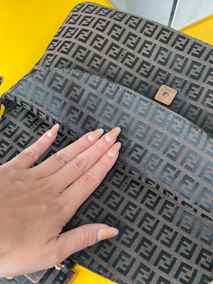 Fendi Baguette Marrone Double Flap