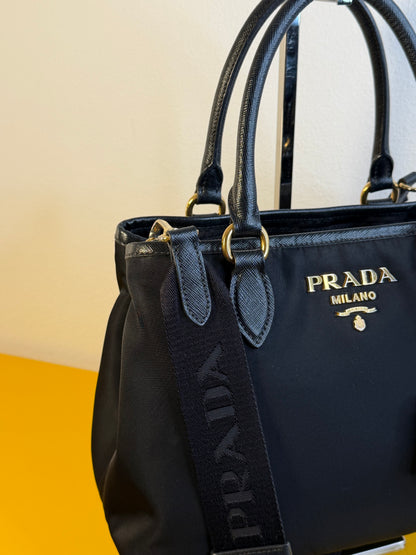 Prada tessuto e pelle Saffiano
