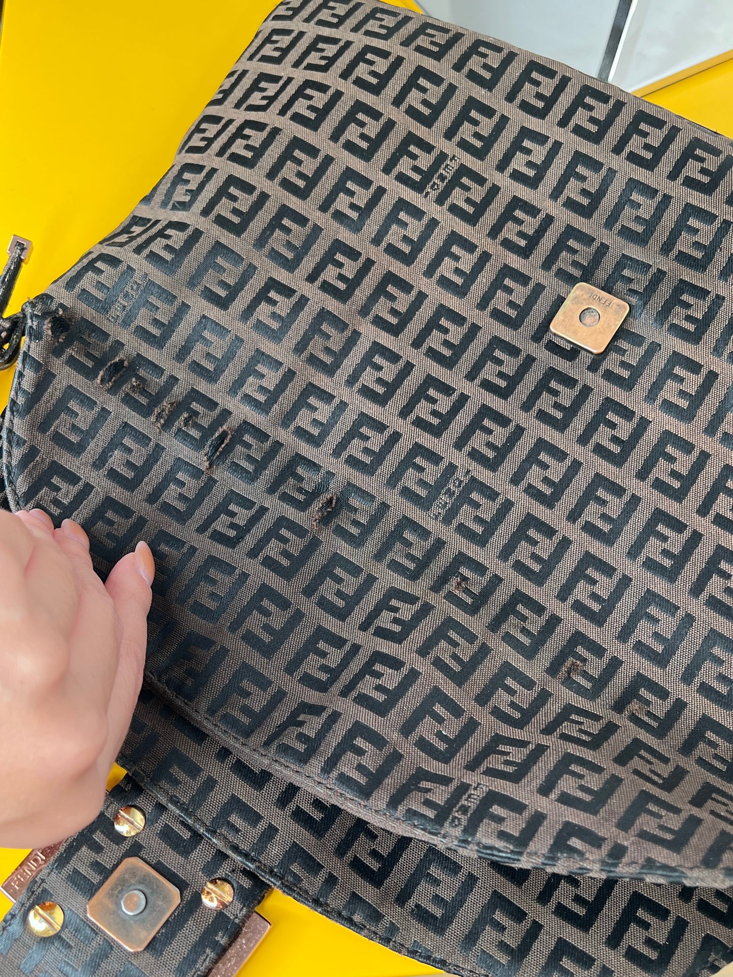Fendi Baguette Marrone Double Flap