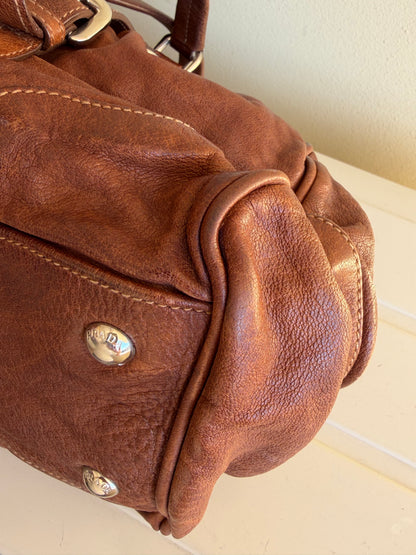 Prada bruciato washed leather