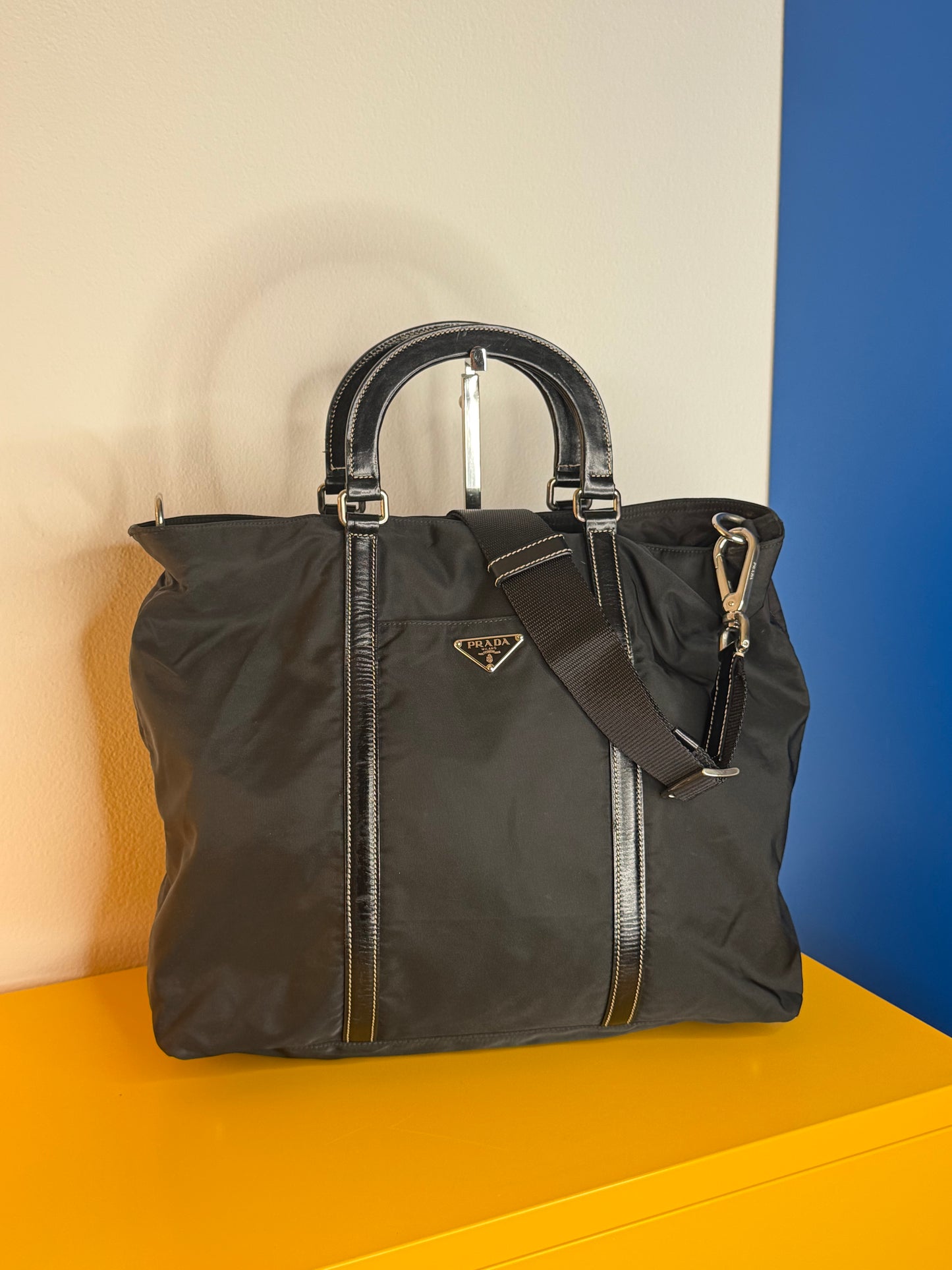 Prada tracolla tessuto/pelle