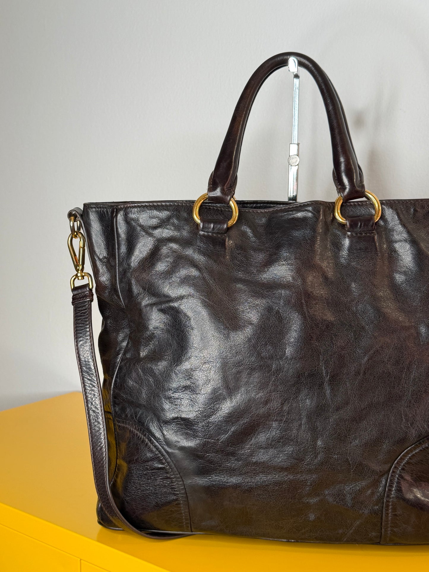 Prada tote dark chocolate
