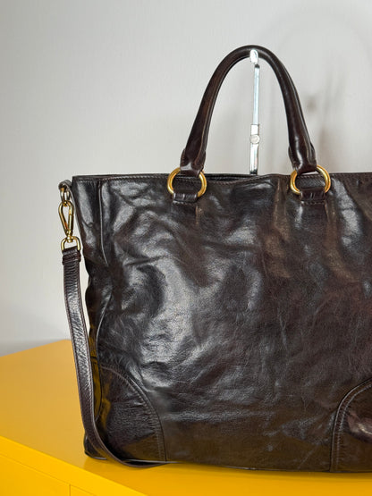 Prada tote dark chocolate