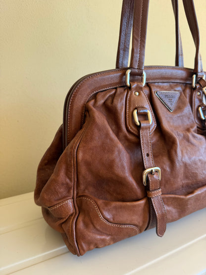 Prada bruciato washed leather