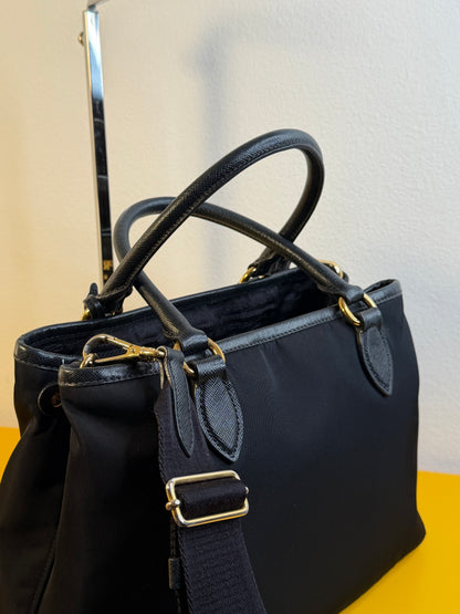 Prada tessuto e pelle Saffiano