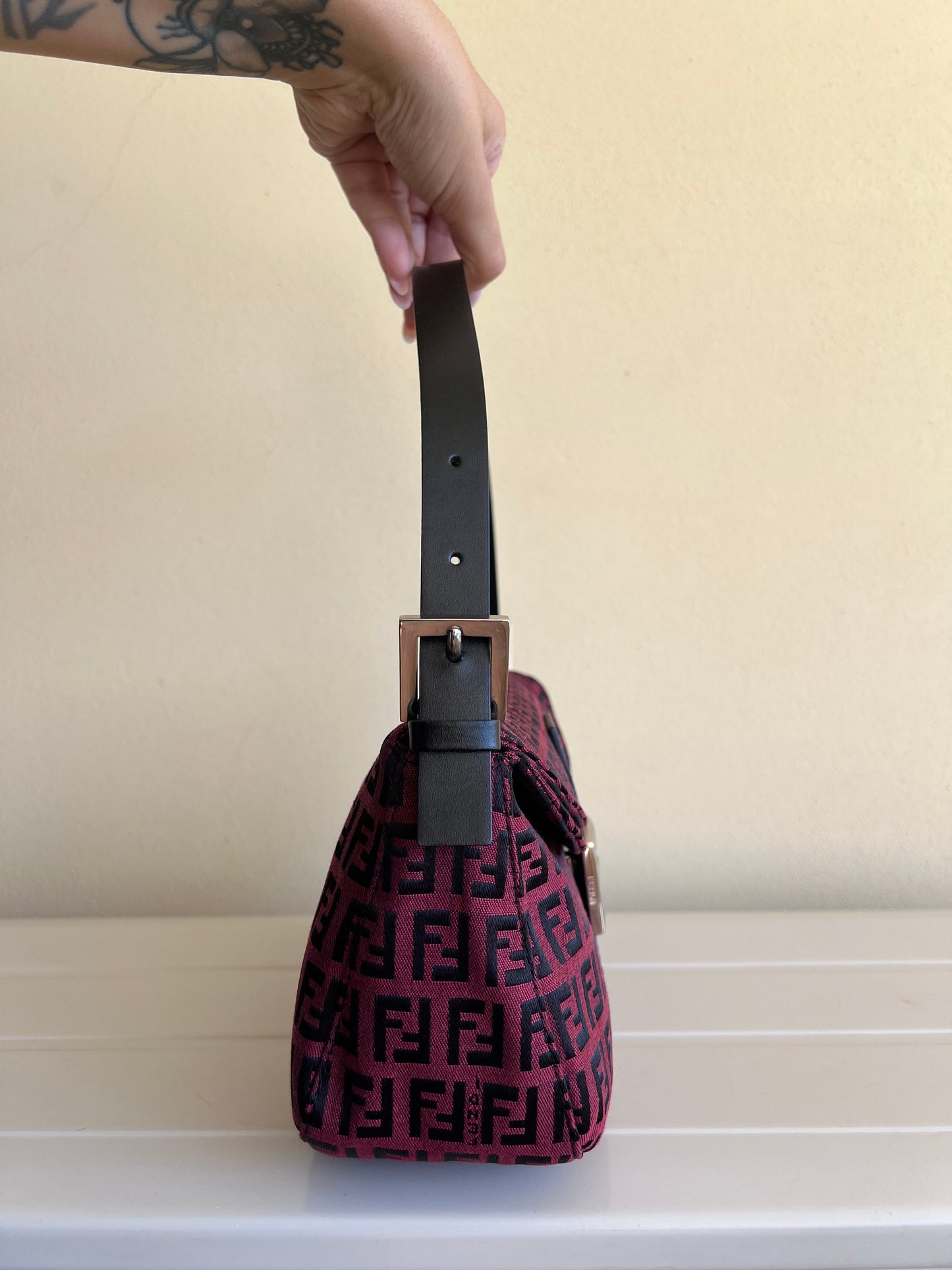 Fendi baguette Double Flap rossa/nera