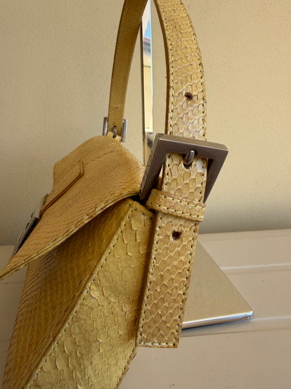 Fendi baguette pelle di pitone gialla