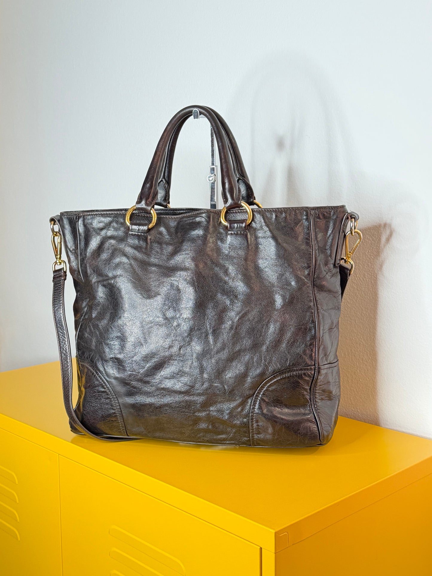 Prada tote dark chocolate