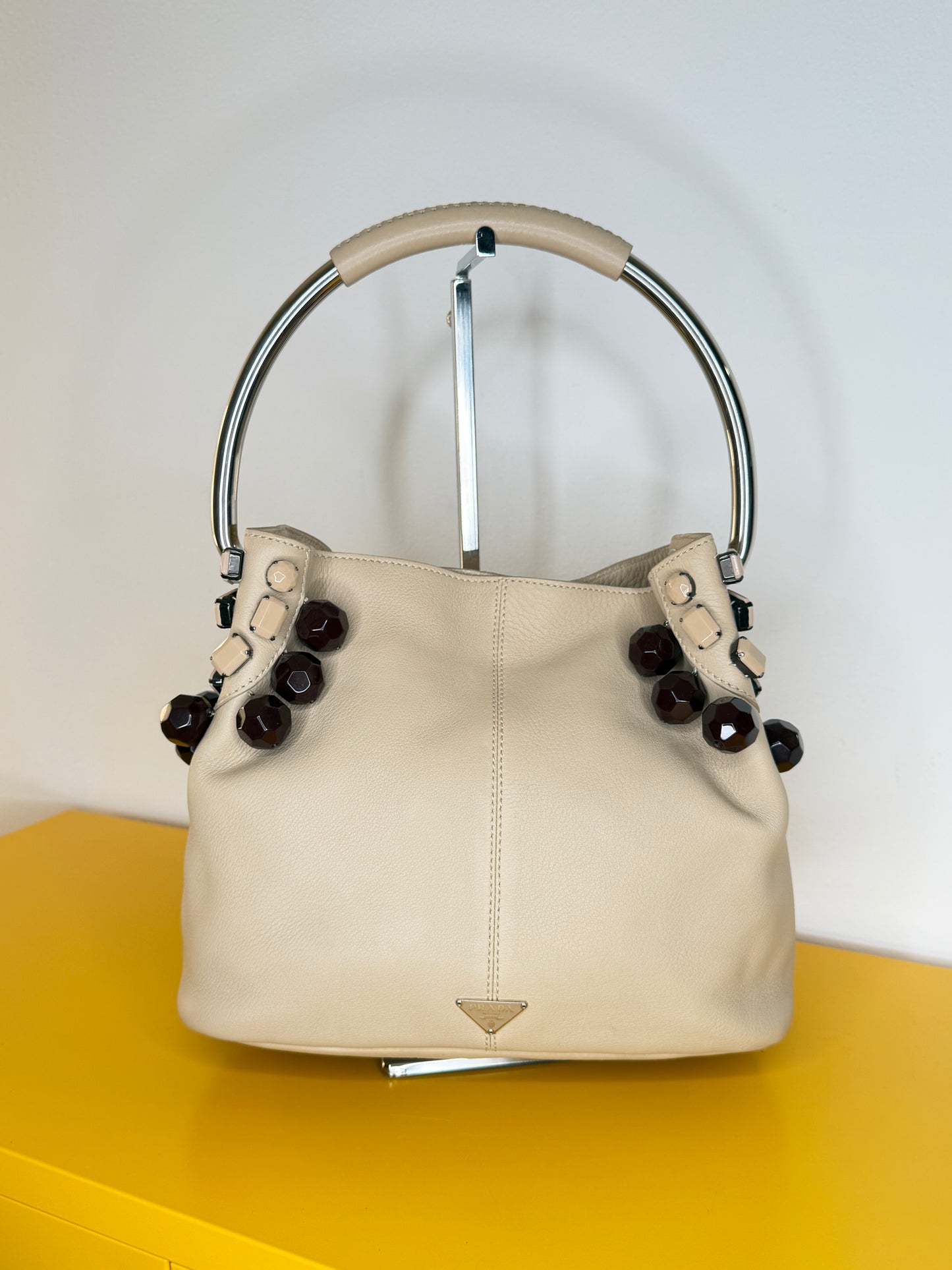 Prada ring handle Bag beige