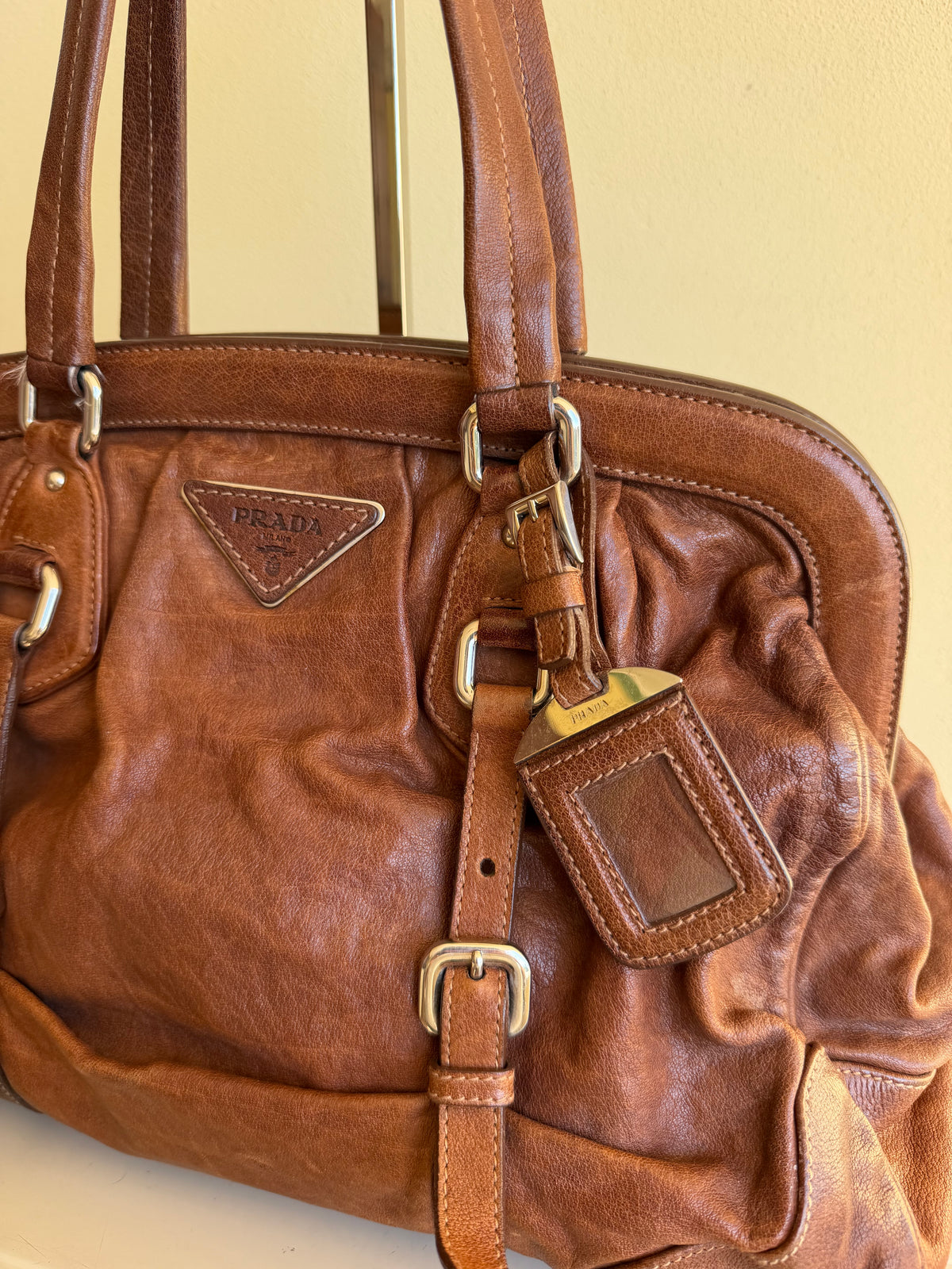 Prada bruciato washed leather