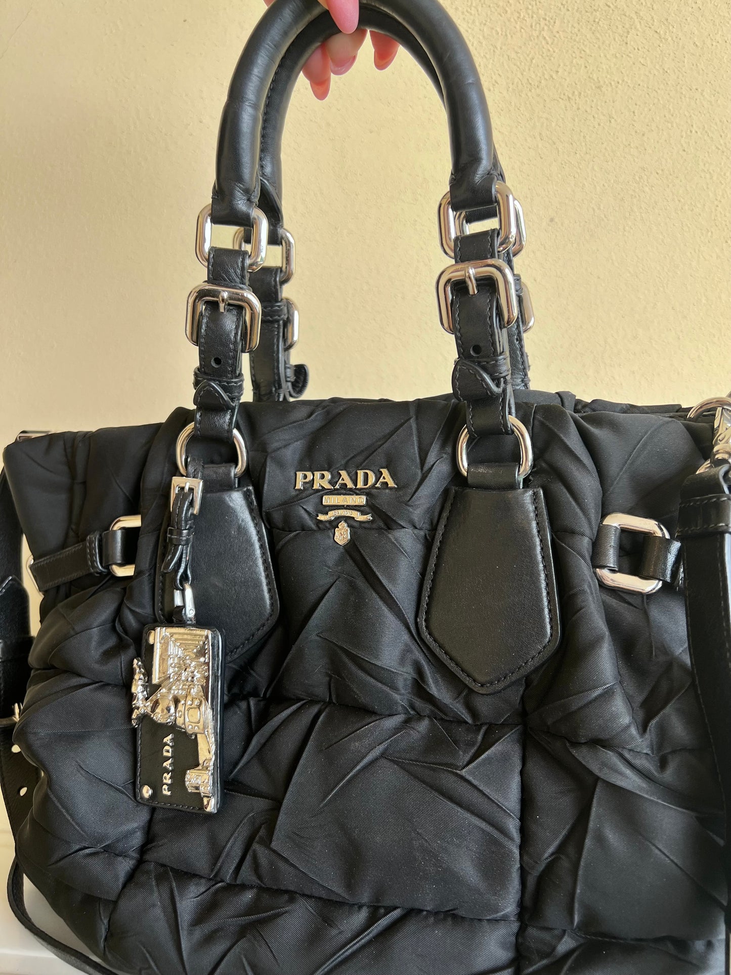 Prada Tessuto Crispy Satchel in Nylon trapuntato