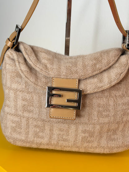 Fendi baguette double flap wool