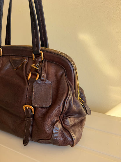 Prada bruciato washed leather