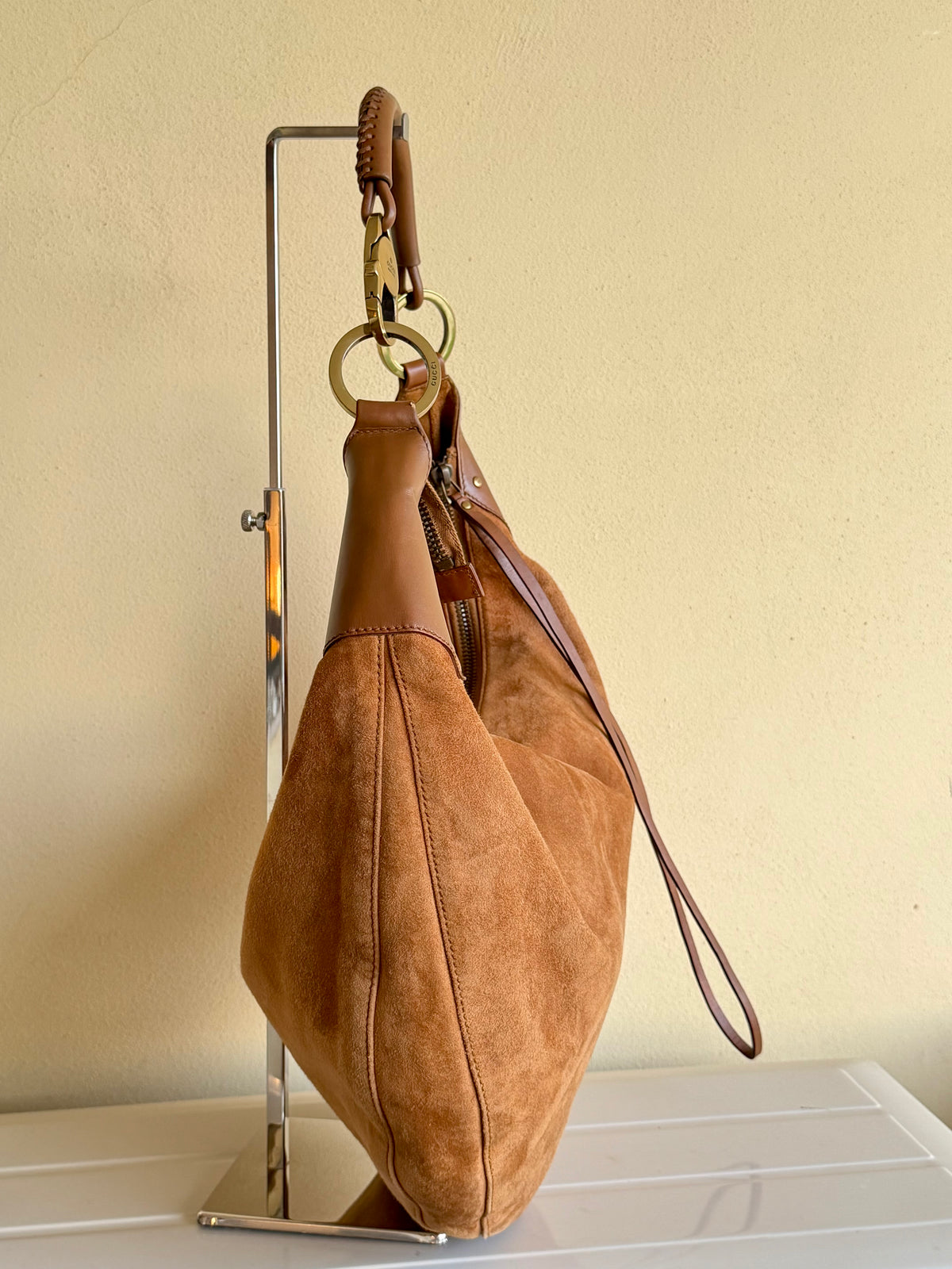 Gucci Suede Hobo Moon Bag