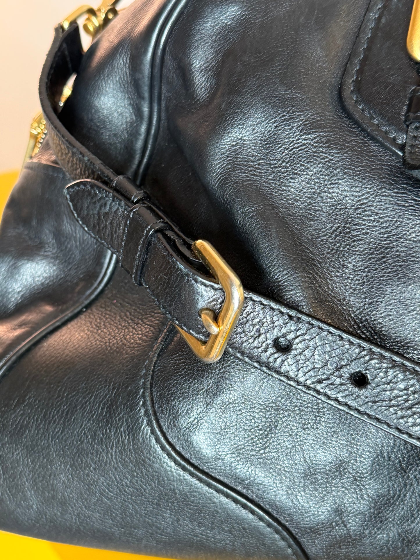 Prada tote gold handles