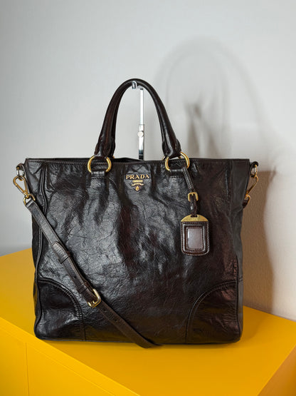 Prada tote dark chocolate