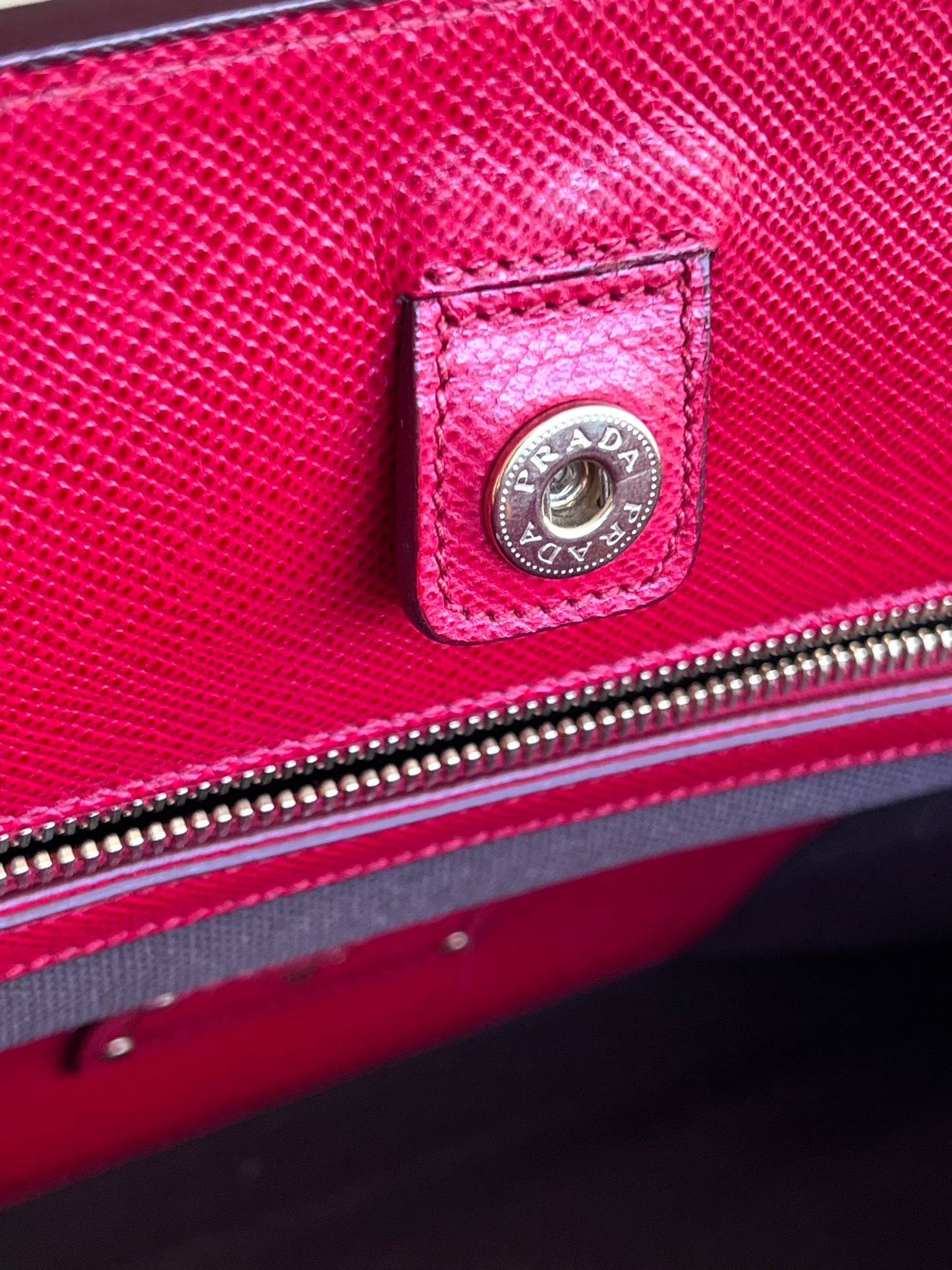 Prada Saffiano and Canvas Top Handle Tote
