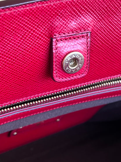 Prada Saffiano and Canvas Top Handle Tote