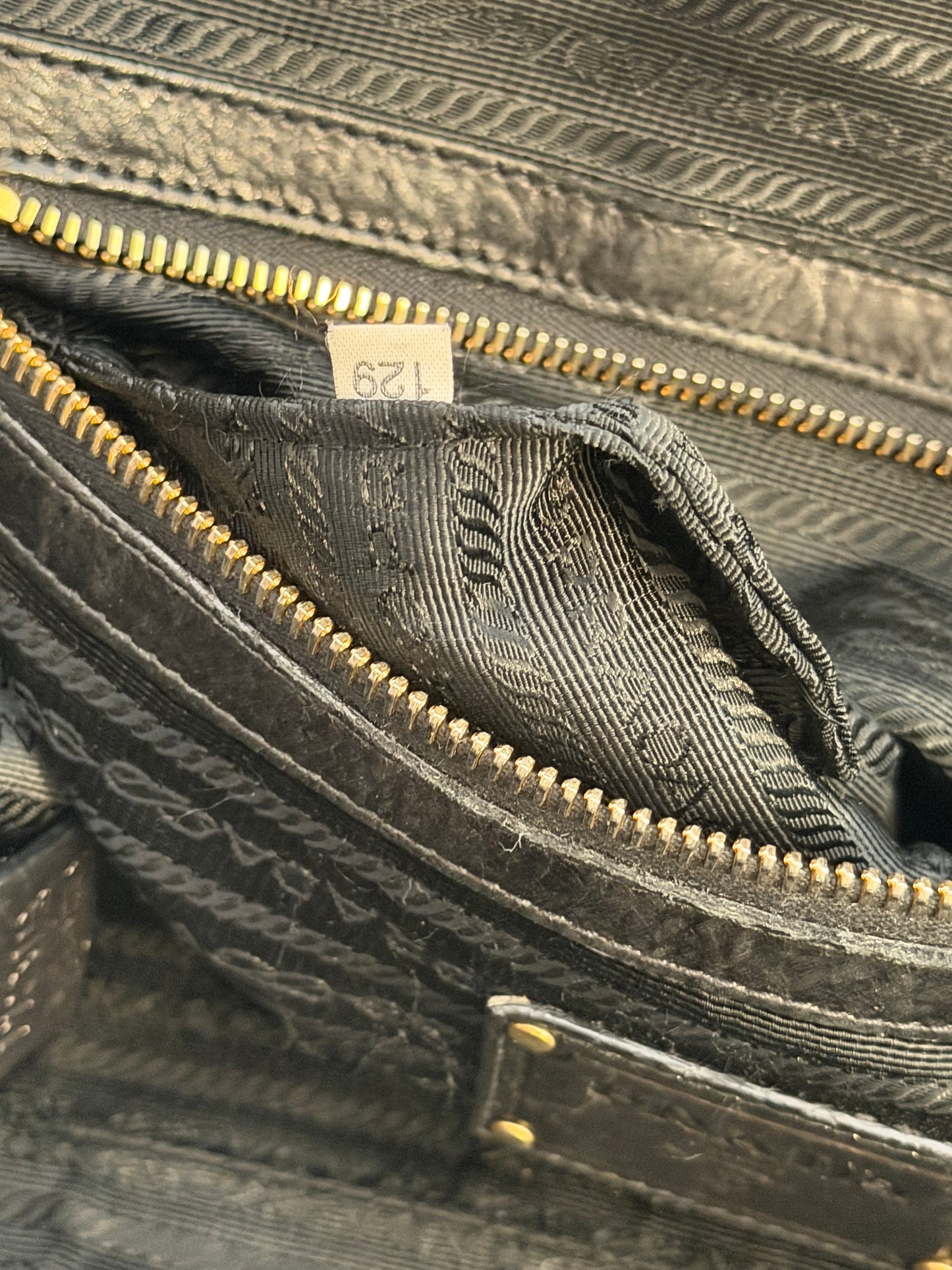 Prada tote gold handles