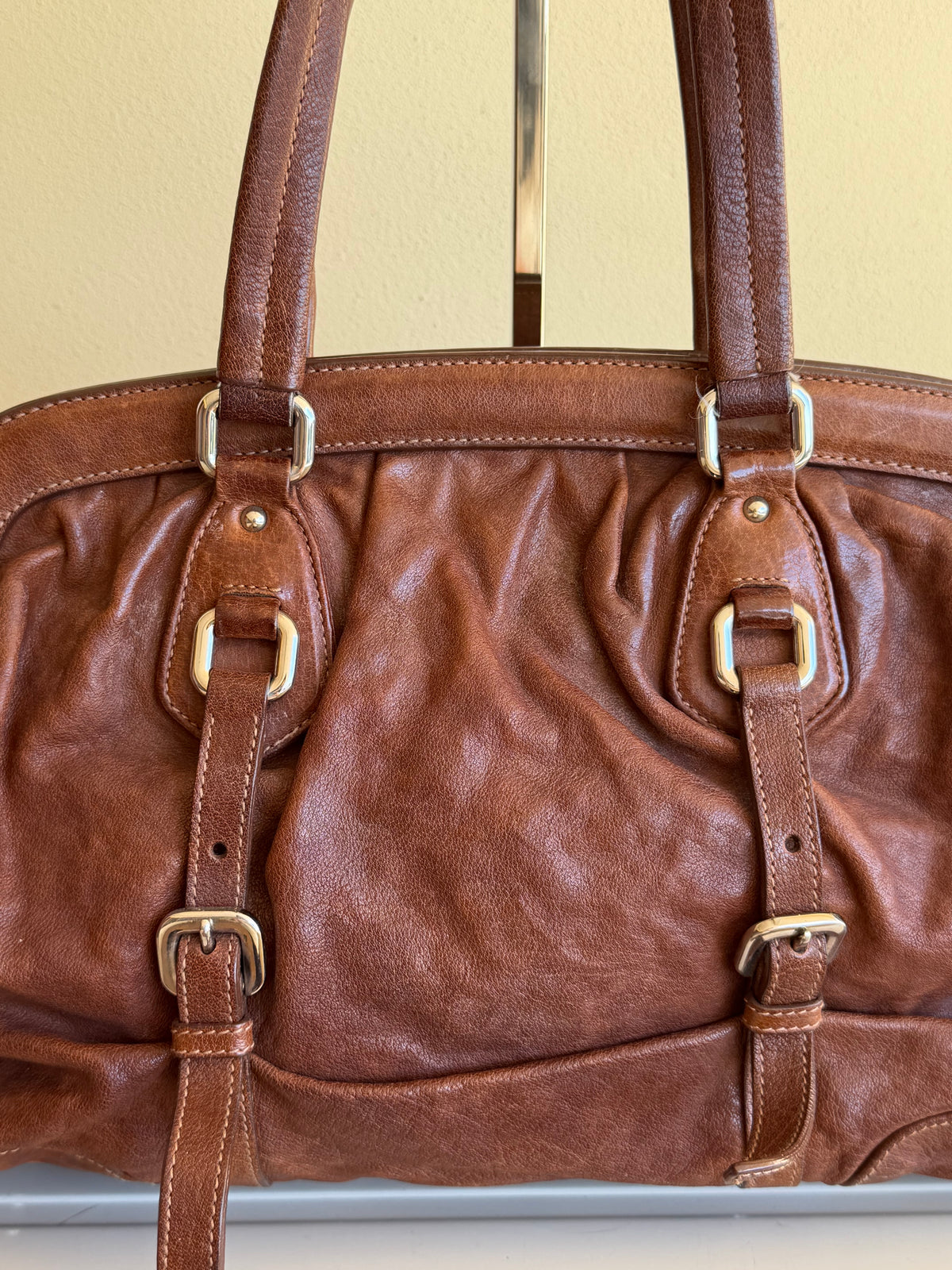 Prada bruciato washed leather